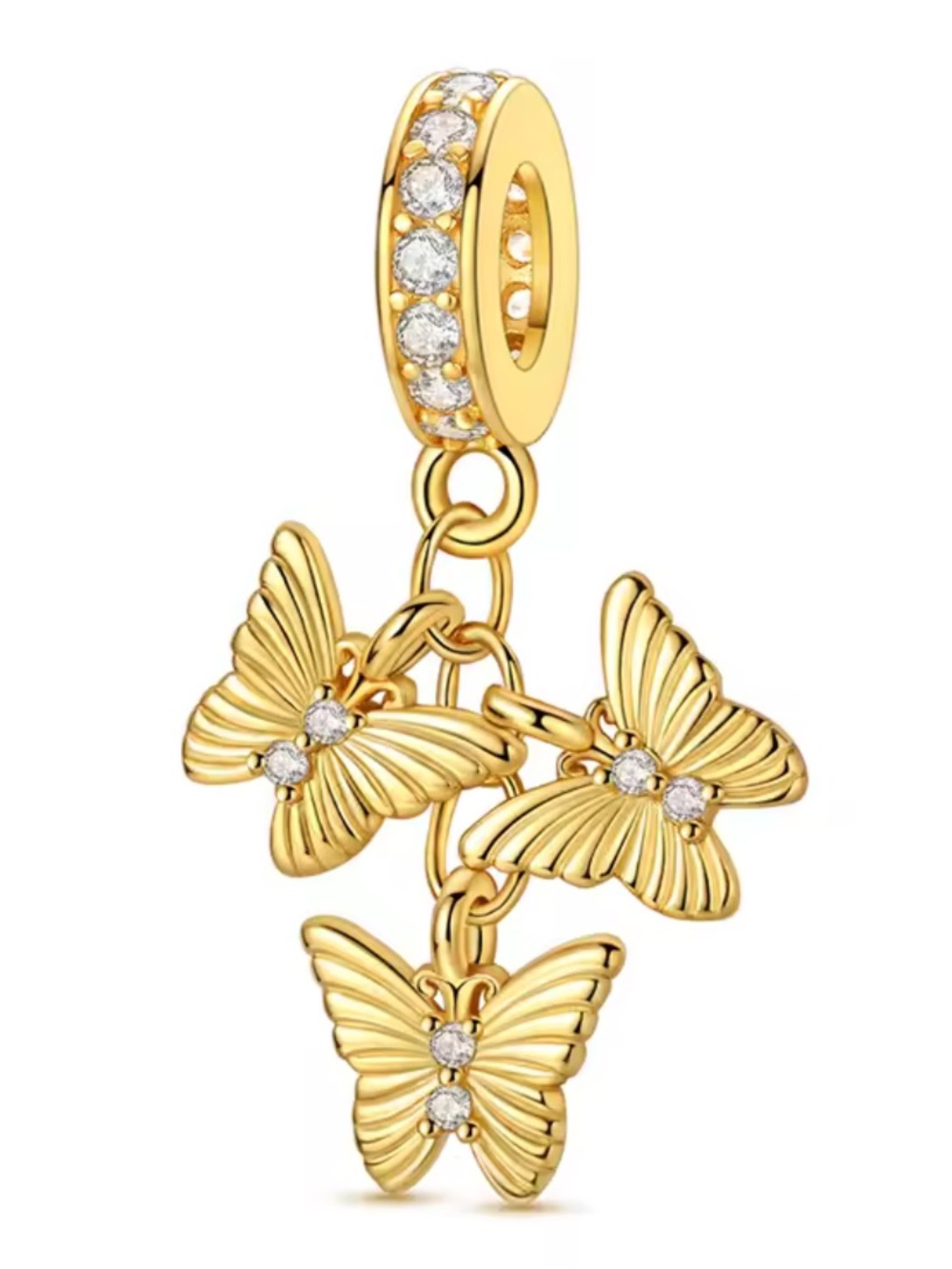 NWOT Triple Butterfly Dangle Charm Sterling Silver 925